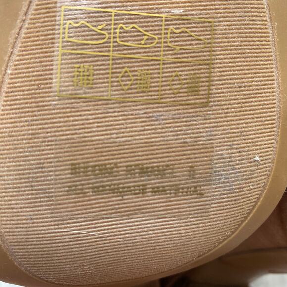 Lulus Women's Budding Romance Tan Stacked Heel Peep Toe Heels Size 9 - Picture 7 of 11